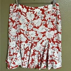 Karl Lagerfeld Floral Red & White Flounce Skirt Sz: 8
